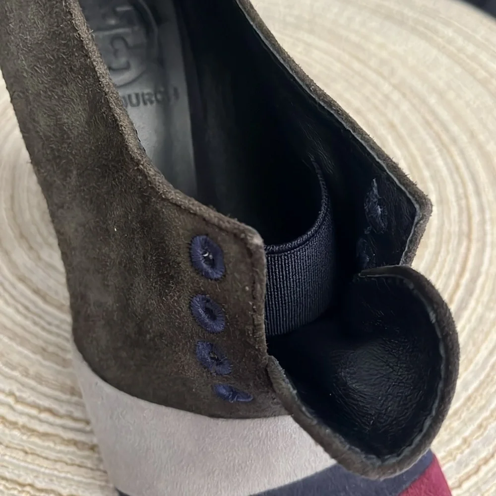 Tory Burch‎ Suede leather colorblock pattern pumps heels sz 6